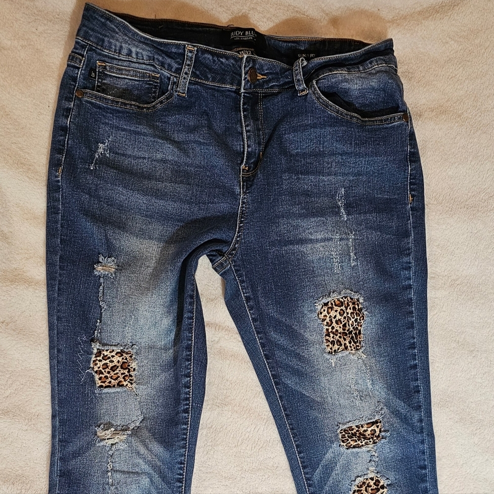 Women's Judy Blue  Skinny Jeans with Leopard Accents